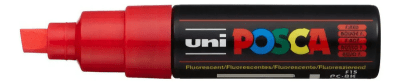 Marcador Acrílico Rojo Flúor PC-8K Punta Biselada Posca
