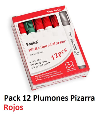 Pack 12 plumones pizarra rojo alta duracion Foska