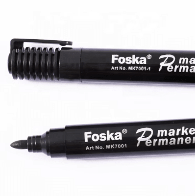 Plumón Permanente Negro Punta Biselada MK7001-1 Foska