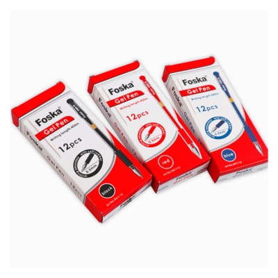 Pack 12 lápices tinta gel roja Foska lapiz pasta boligrafo