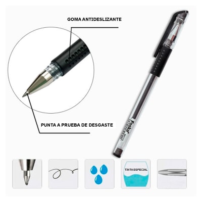 Pack 12 Lápices Pasta Tinta Gel Azul FOSKA