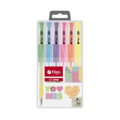 Set 6 Lápices Roller Gel Pasteles