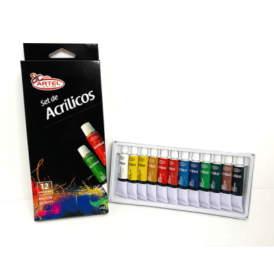 Set Acrílicos 12 Colores 12ml Artel