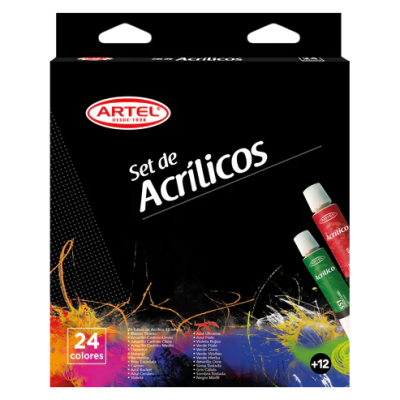 Set Acrílicos 24 Colores 12ml Artel
