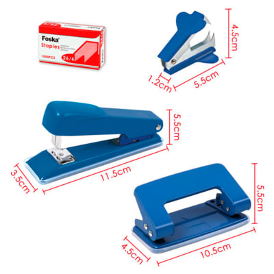 Set corchetera perforador sacacorchete corchetes 26/6 Foska