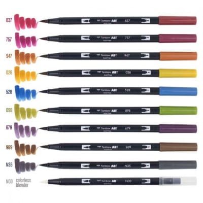 Set 10 Marcadores Tombow Dual Drush Pens Muted