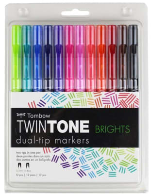 Tombow Twintone 12 Colores Brights