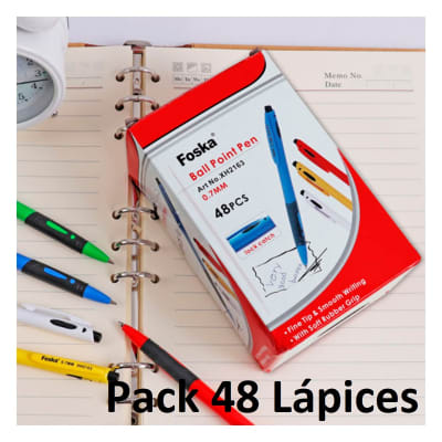 Pack 48 boligrafos colores surtidos Foska lapiz pasta