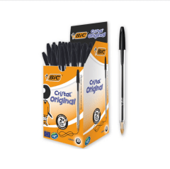 Bic Cristal 1.0mm Negra Punta media 50 und