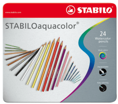 Set Lapices 24 Colores Acuarelables Stabilo Caja Metálica