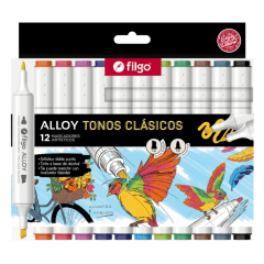 Marcador Artístico Doble Punta Alloy 12 und Tonos Clásicos Filgo