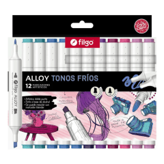Marcador Artístico Doble Punta Alloy 12 und Tonos Fríos Filgo