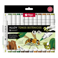 Marcador Artístico Doble Punta Alloy 12 und Tonos Botánicos Filgo