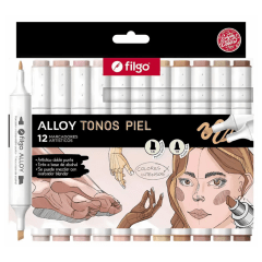 Marcador Artístico Doble Punta Alloy 12 und Tonos Piel Filgo