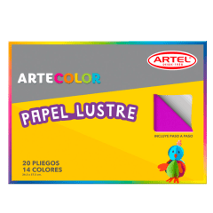 Carpeta Papel Lustre 20 Pliegos 26x37cm Artecolor Artel
