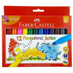 Marcadores Jumbo Lavables 12 Colores Faber-Castell