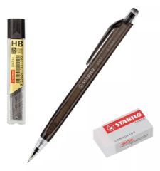 Portaminas 0.7mm con Mina y Goma Blíster Stabilo