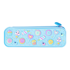 Estuche Escolar Silicona Celeste Adix