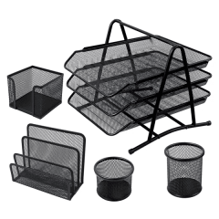 Organizador de oficina negro 5 piezas