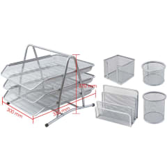 Set de oficina plateado organizadores Foska