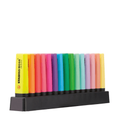 Set 15 Destacadores Stabilo Boss Neon - Pastel + deskset