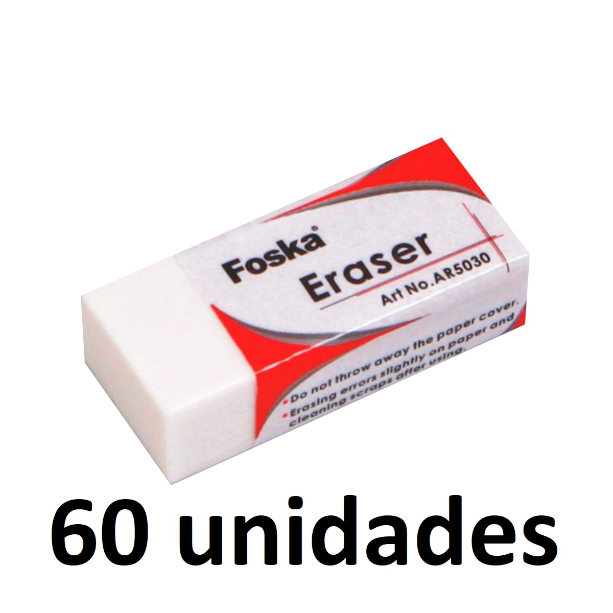 Pack 60 gomas de borrar 37 x 17 x 10mm Foska5