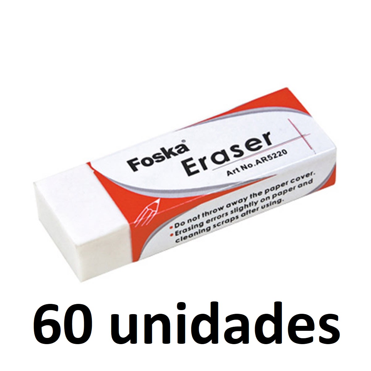 Pack 60 gomas de borrar 62 x 22 x 12 mm Foska5