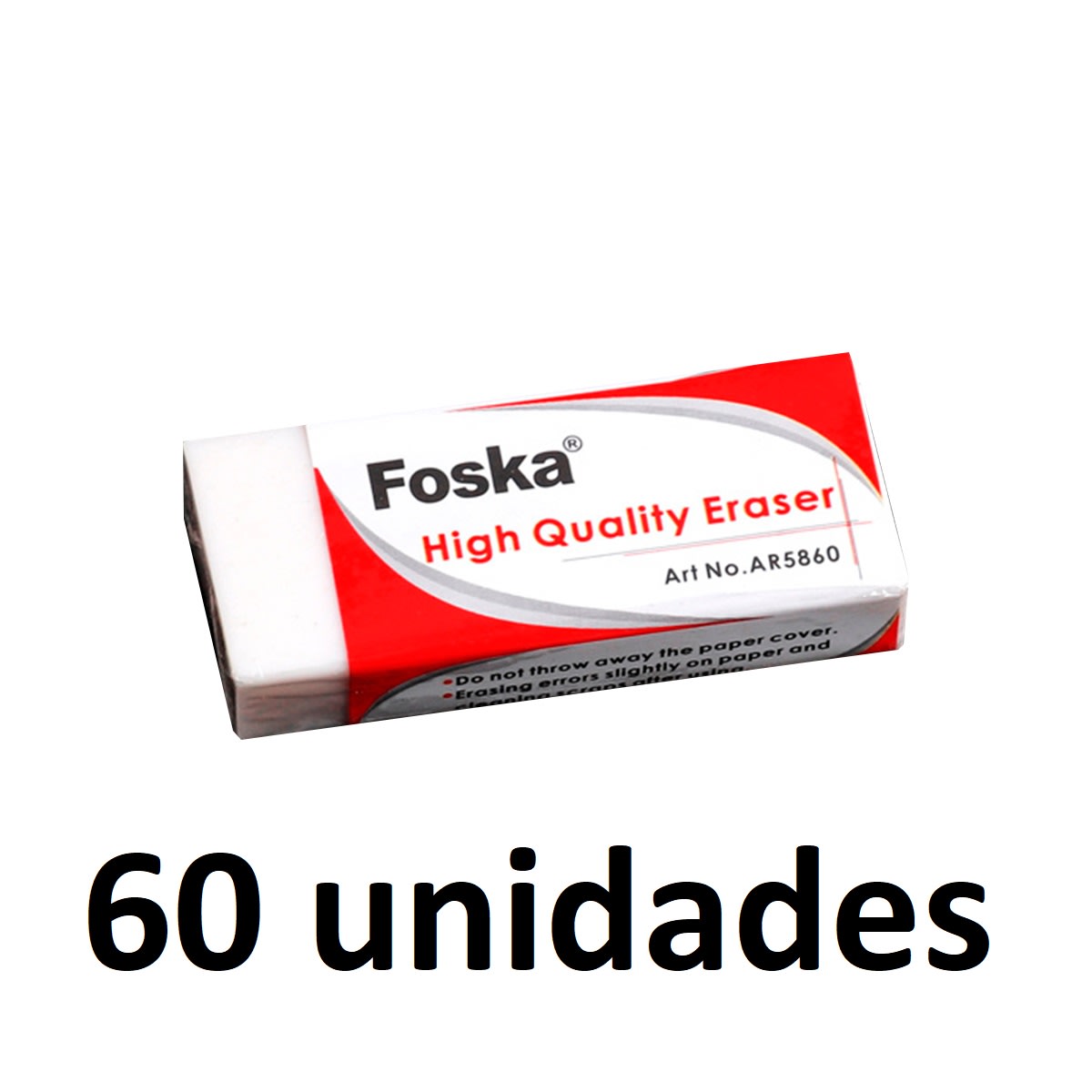 Pack 60 gomas de borrar alta calidad 6 x 2.5 x 1.2cm Foska3