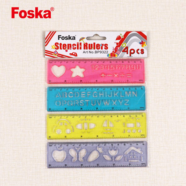 Set de 4 reglas con diseños letras numeros Foska3