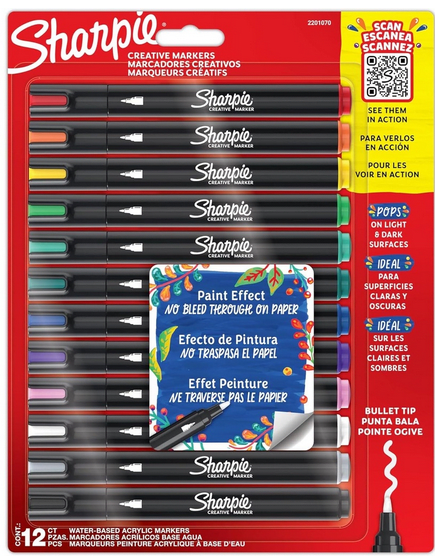 Set 12 Marcadores Acrílicos Punta Bala SHARPIE1