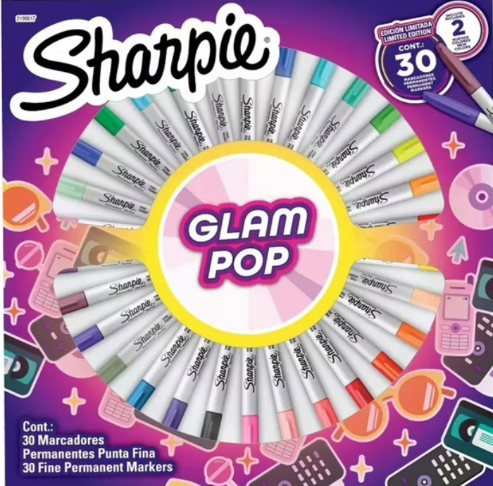 Set Ruleta 30 Marcadores Punta Fina Glam Pop SHARPIE1