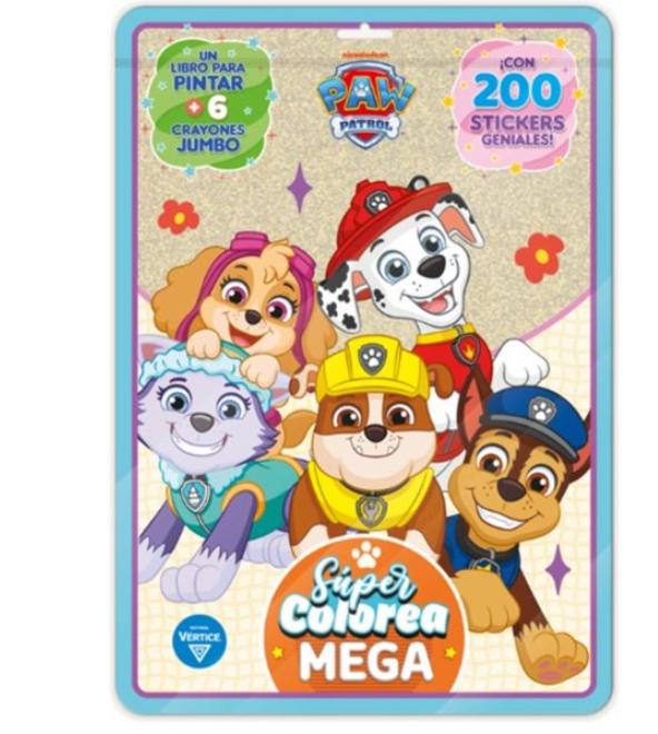 Libro Mega Súper Colorea Paw Patrol + Stickers Vértice1