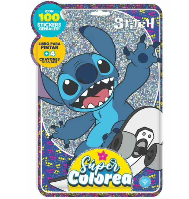 Libro Mega Súper Colorea Stitch + Stickers Vértice1