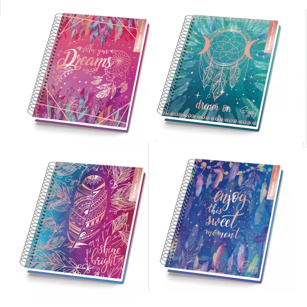 pack 5 cuadernos gipsy carta 150 hojas tapa dura5