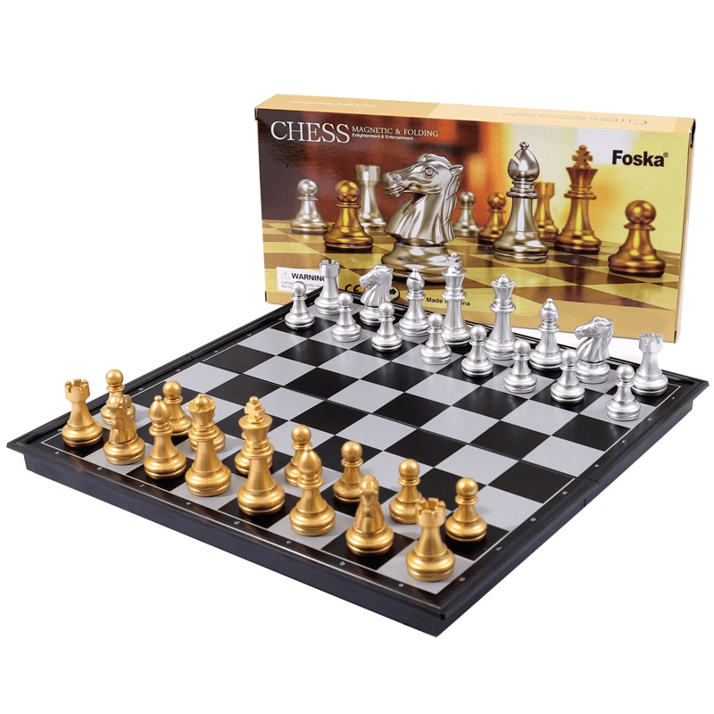Ajedrez magnético dorado plateado 32x322