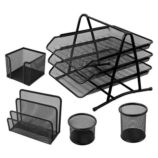 Organizador de oficina negro 5 piezas1