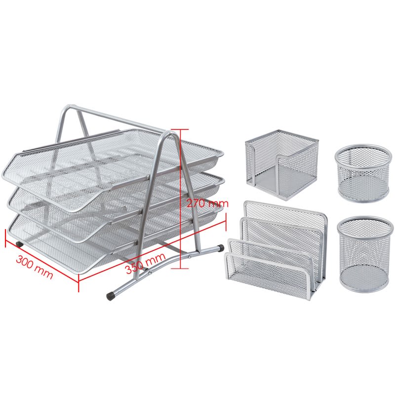 Set de oficina plateado organizadores Foska3