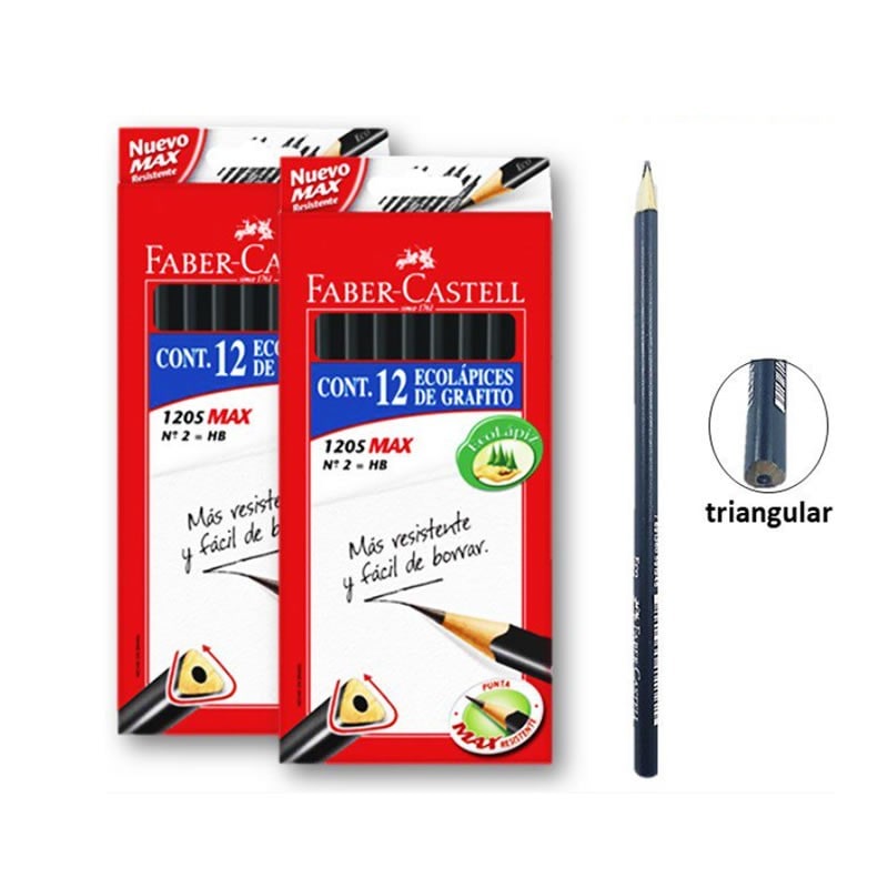 Lápiz grafito Eco triangular 12 und HB N° 2 FABER CASTELL1