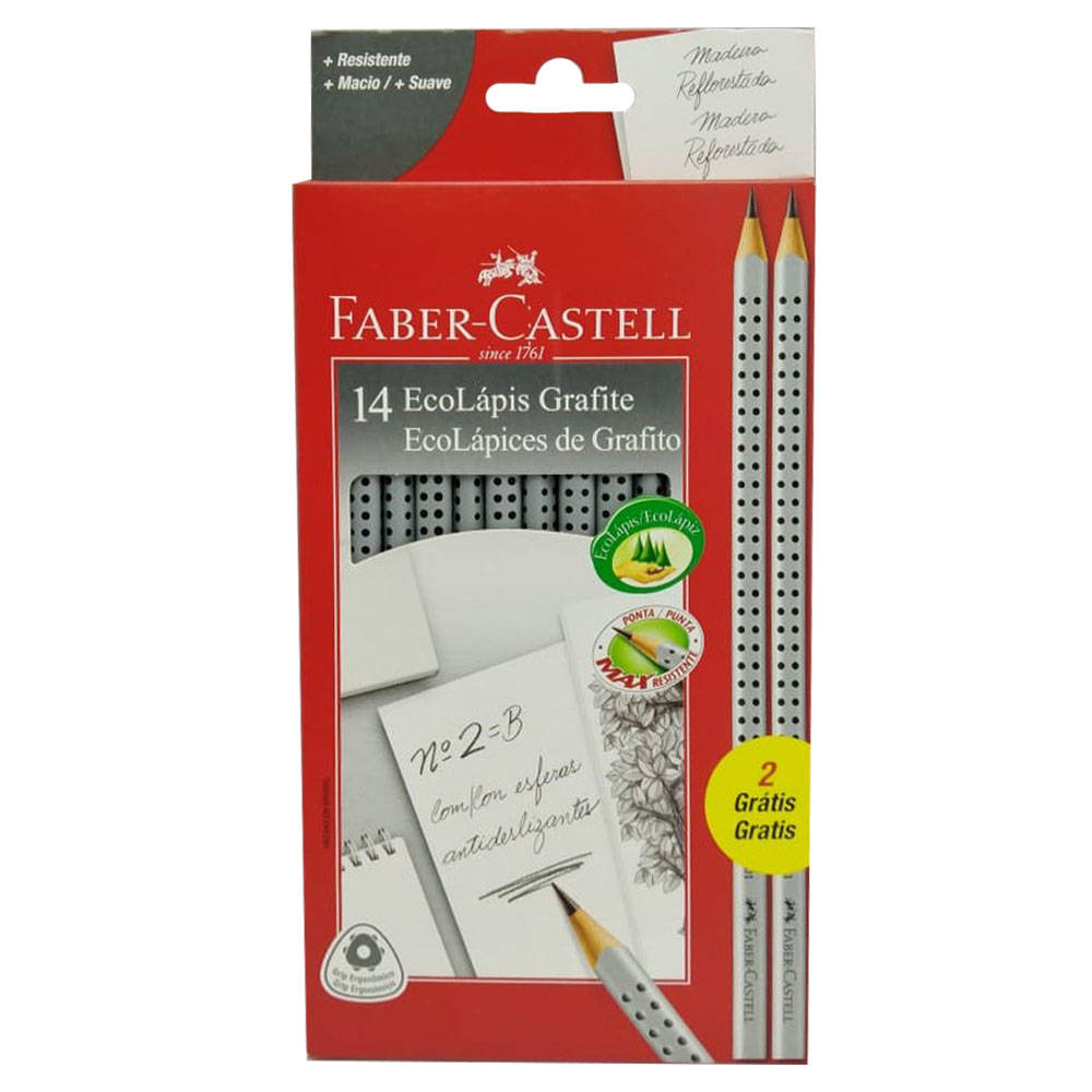 Lápiz grafito Eco triangular con grip 12 +2 und  B N° 2 FABER CASTELL1