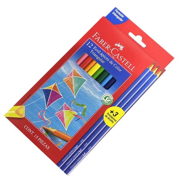 lapices de colores triangular 12 und + 3 grafitos FABER CASTELL1