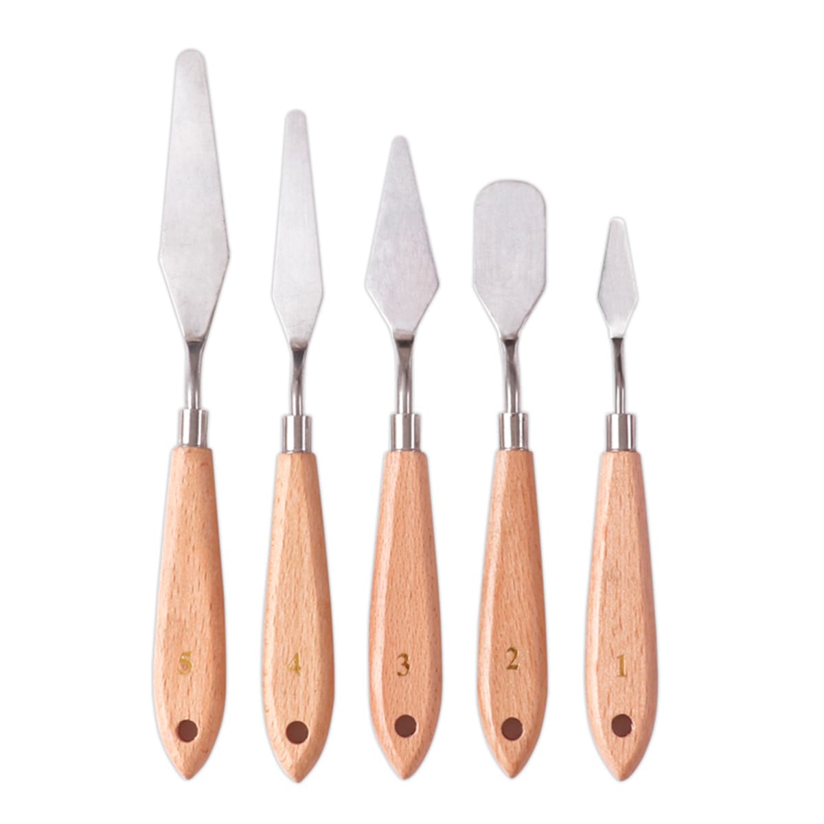 Set 5 Espátulas Estecas Madera y Acero LB4006 Foska4