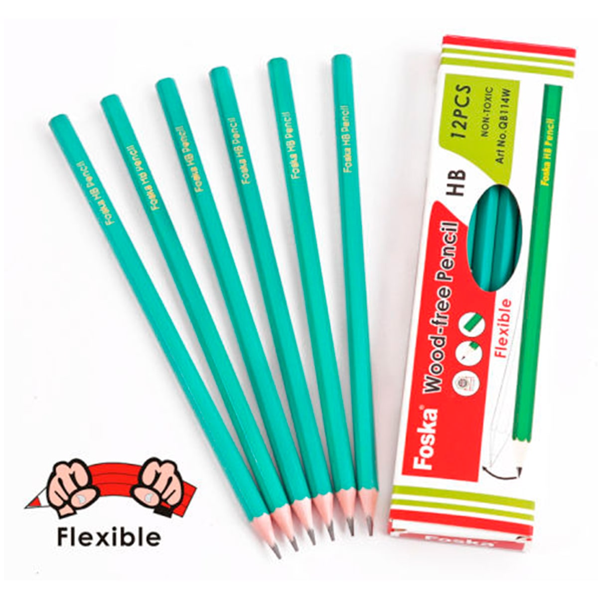 Lápiz Grafito Flexible HB 12 und QB114W Foska4