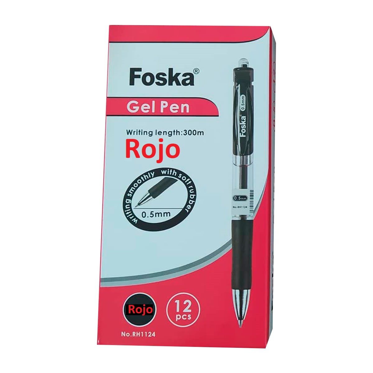 Pack 12 lápices tinta gel roja Foska pasta boligrafo3