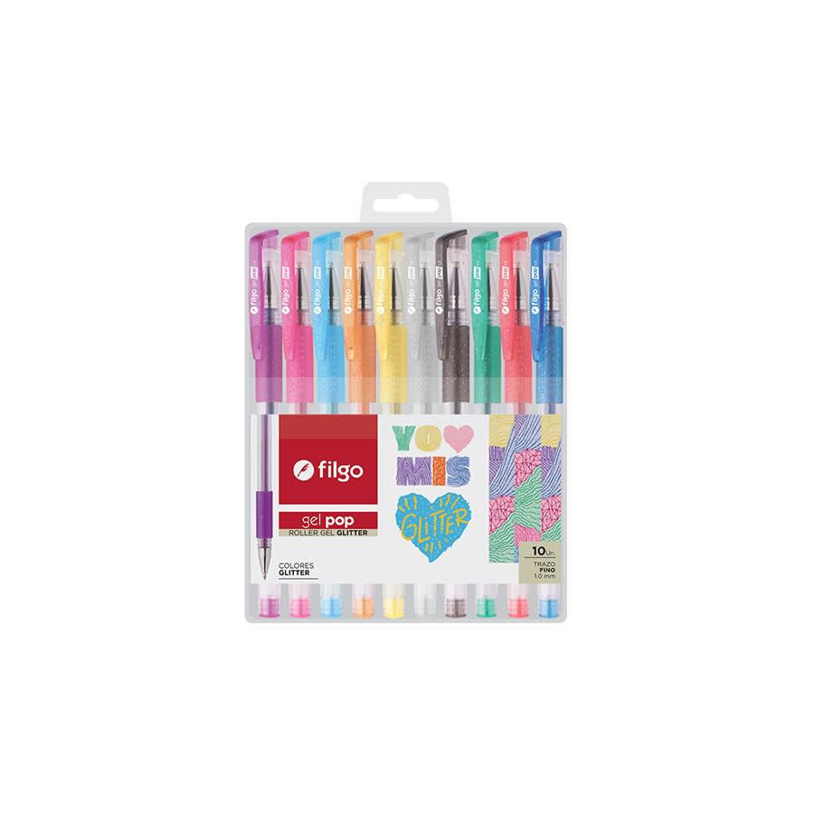 Set 10 Lápices Roller Gel Glitter2