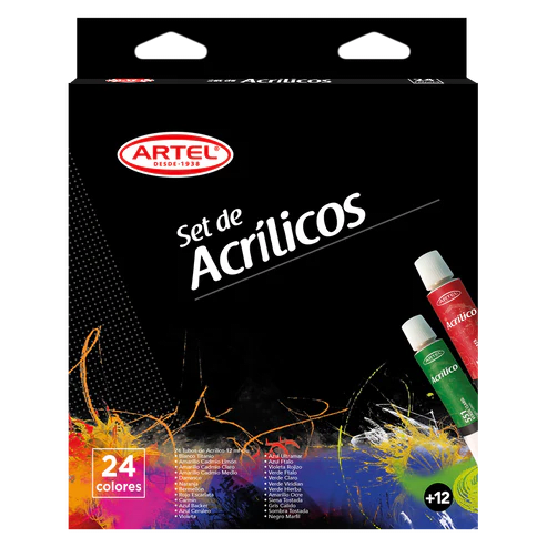 Set de Acrilicos 24 Colores 12ml ARTEL1