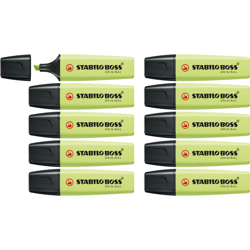 Pack 10 destacadores Limón Pastel Stabilo1