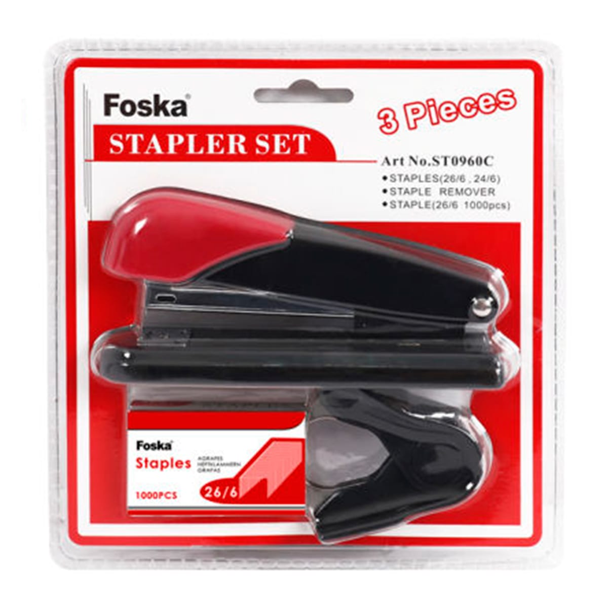 Set corchetera sacacorchete y corchetes 26/6 Foska3