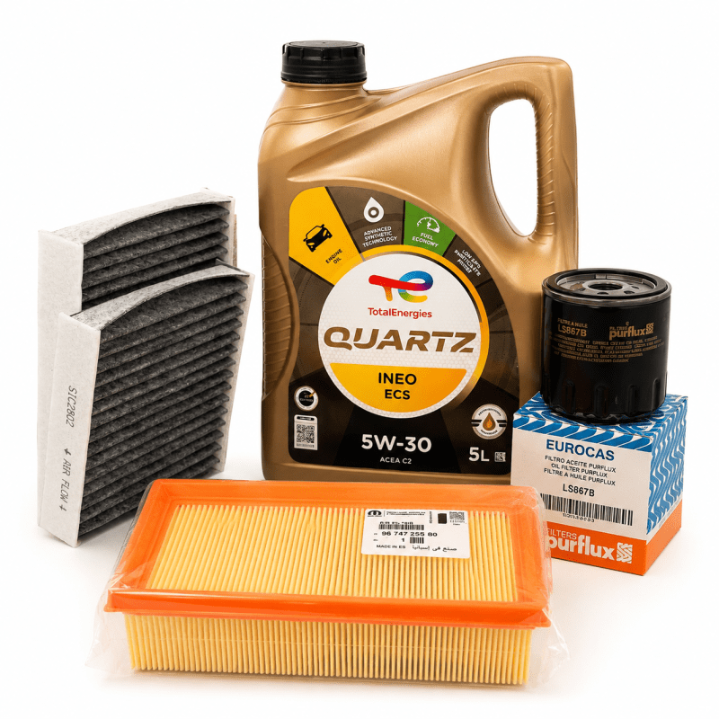 Kit de Mantención Citroën Peugeot Opel 1.2 12V Bencina Sin Turbo | Aceite Total 5W-30 + Filtros