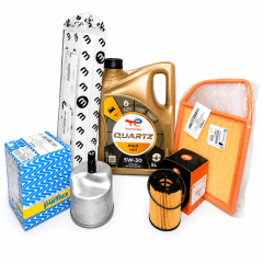 KIT MANTENCIÓN PEUGEOT PARTNER / CITROËN BERLINGO 1.6 HDI BLUEHDI | ACEITE TOTAL QUARTZ INEO MC3 5W30 5L + FILTRO DE ACEITE, AIRE, COMBUSTIBLE Y HABITÁCULO