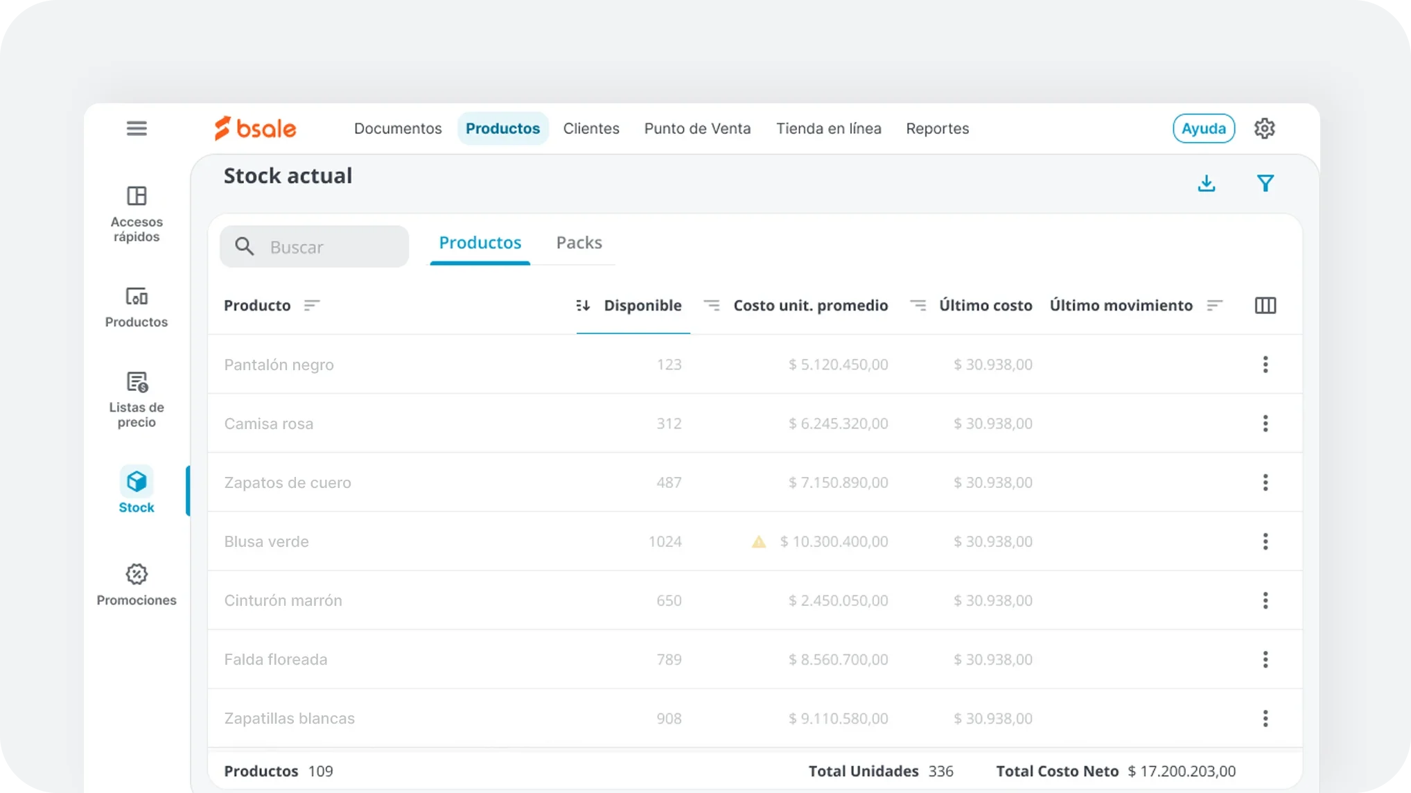 Nuevo menú de Bsale con navegación simplificada